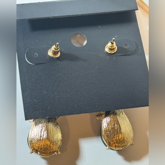 Glamorous Saks Fifth Avenue Black Teardrop Crystal Post Earrings - Picture 9 of 10